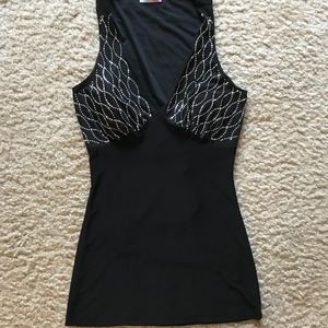 Black Sleeveless Top With Sparkle Detail
